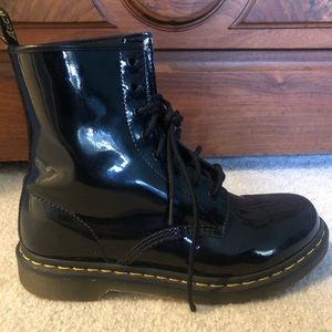 Doc Marten Black Patent Lace-Up Boots